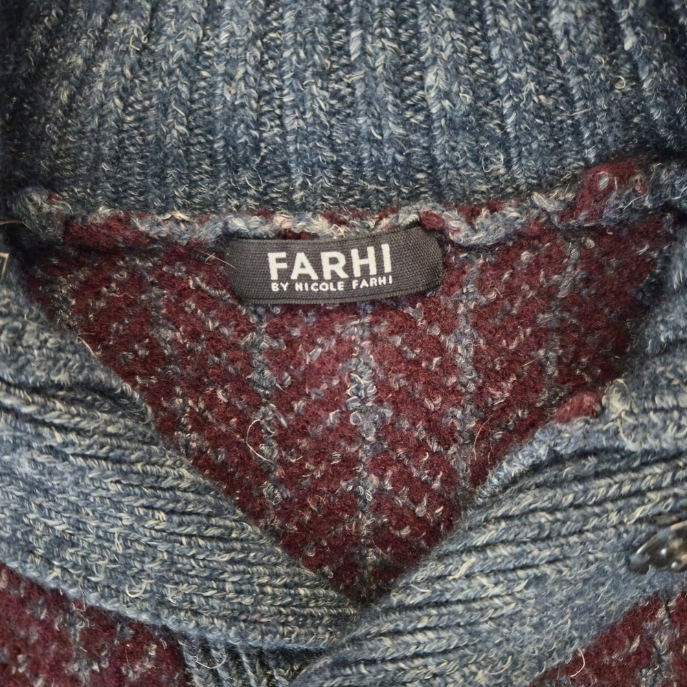Farhi By Nicole Farhi Wool Cardigan Sweater Size Small Blue Purple Rare - Picture 2 of 6